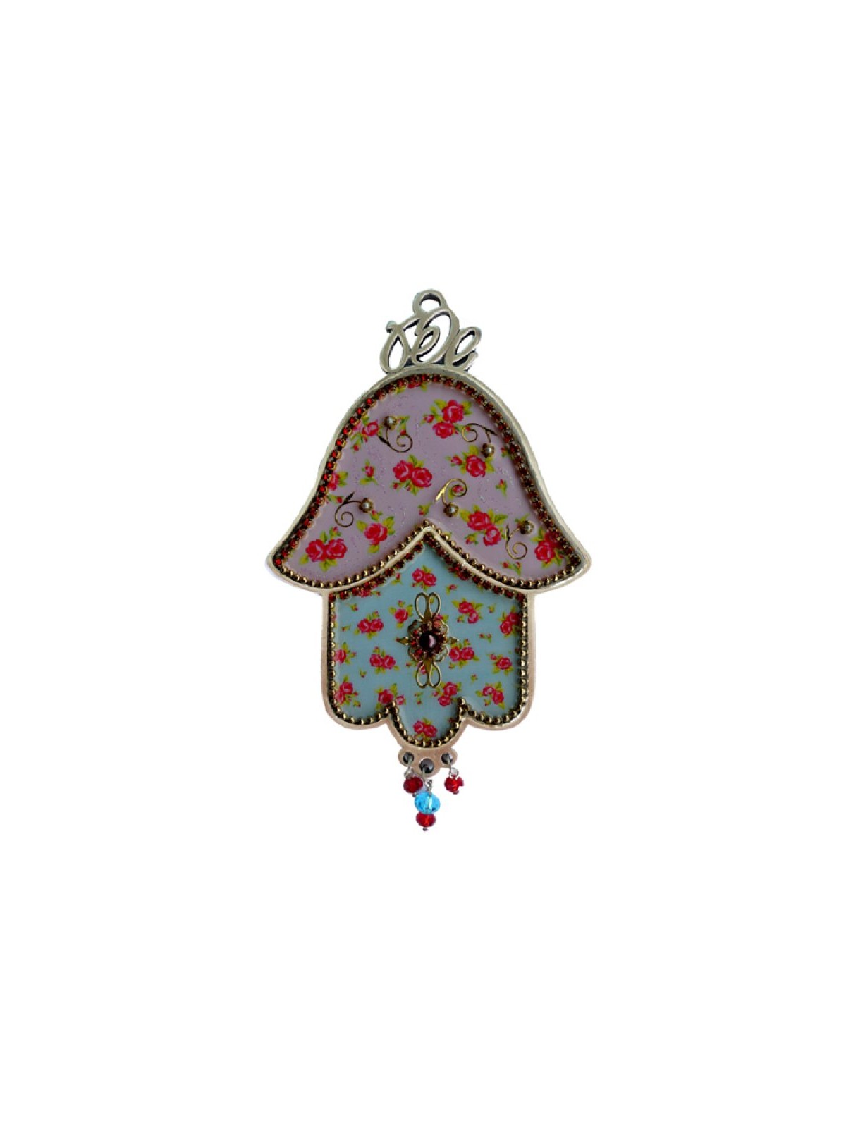 Iris Design Hamsa Wall Plaque Romantic Red Roses Design | Hamsa Hands