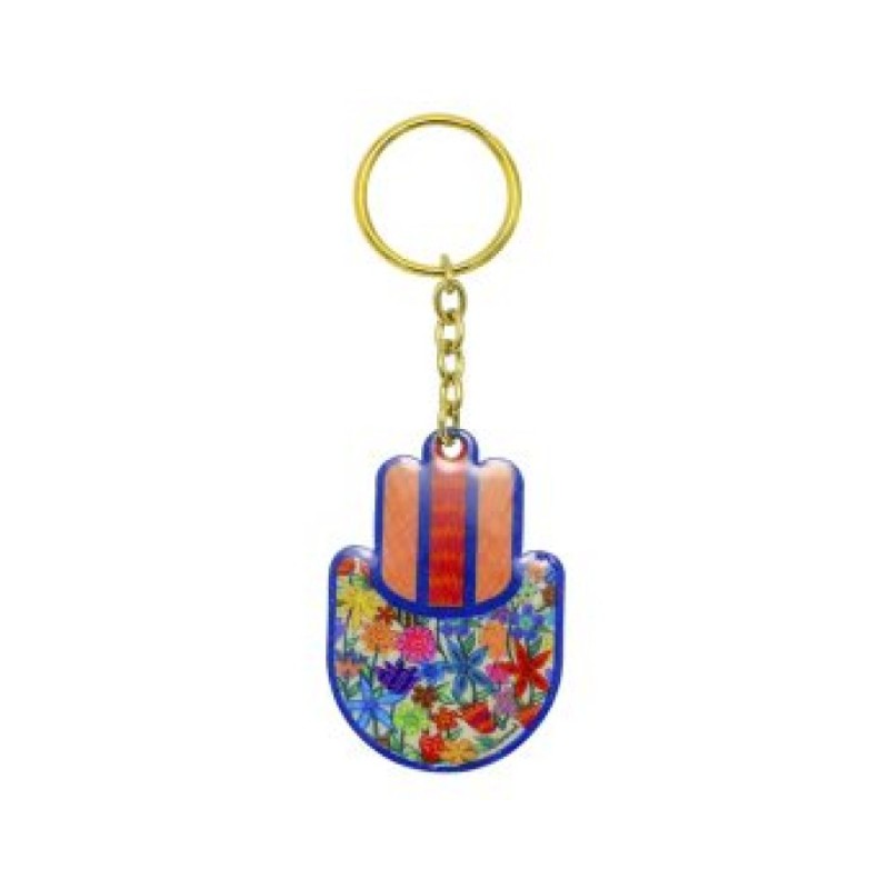 Yair Emanuel Gold Key Chain %96 Colorful Hamsa ... | Judaica Keychains