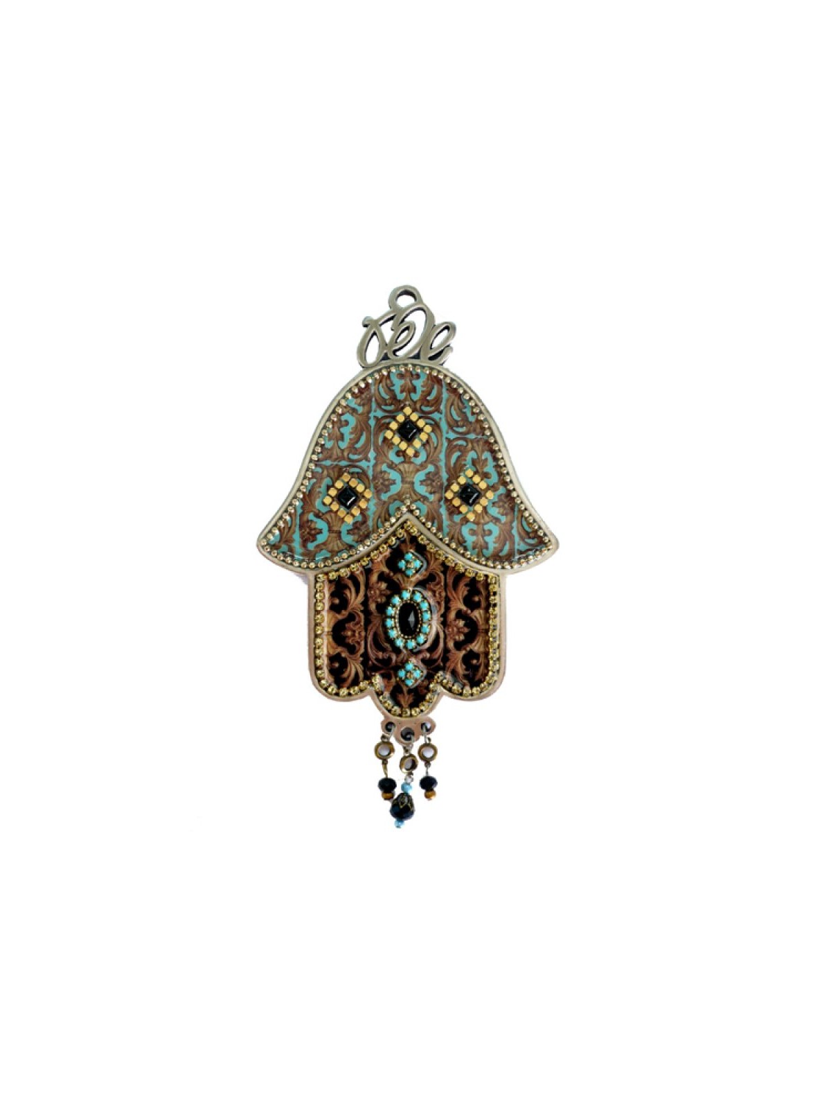 Iris Design Hamsa Wall Plaque with Beaded Colorful Et... | Hamsa Hands