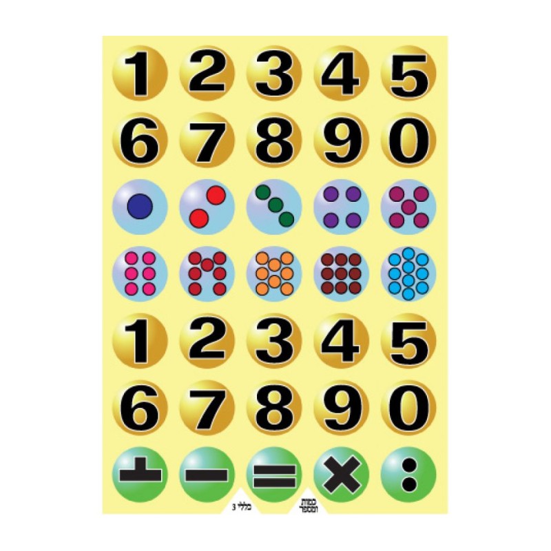Colorful Stickers for Children Numbers Arithmeti... | Judaica Stickers