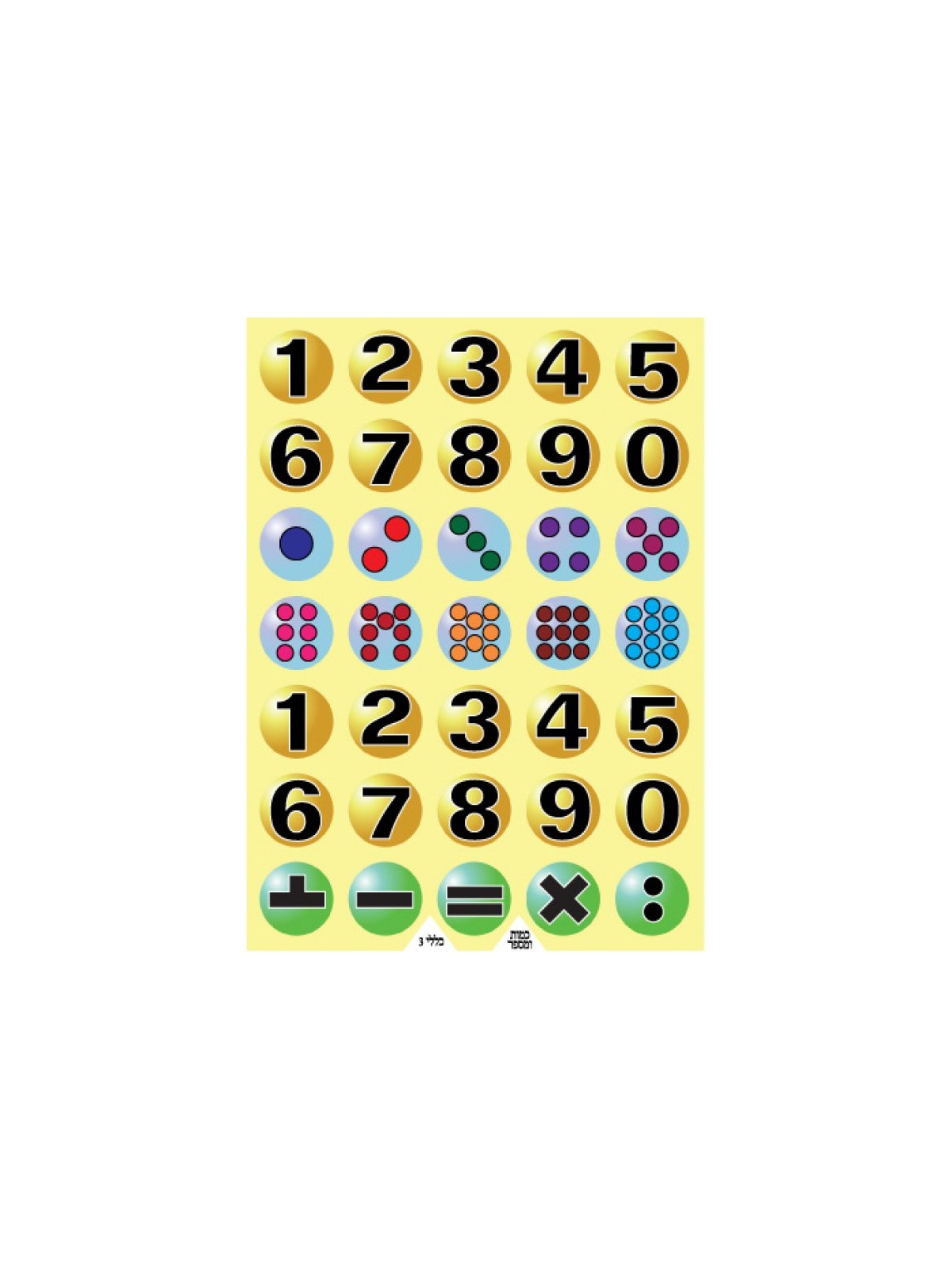 Colorful Stickers for Children Numbers Arithmeti... | Judaica Stickers