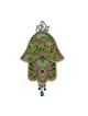 Iris Design Hamsa Wall Plaque Green and Pink Foliage ... | Hamsa Hands