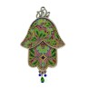 Iris Design Hamsa Wall Plaque Green and Pink Foliage ... | Hamsa Hands