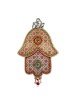 Iris Design Hamsa Wall Plaque Oriental Pink and Green... | Hamsa Hands