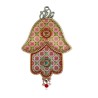 Iris Design Hamsa Wall Plaque Oriental Pink and Green... | Hamsa Hands