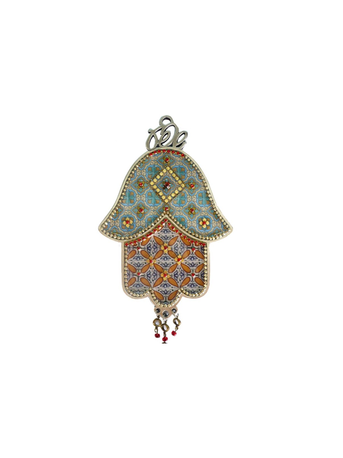 Iris Design Hamsa Wall Plaque Colorful Leaf Motif and... | Hamsa Hands