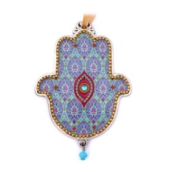 Iris Design Hamsa Wall Plaque Beaded Floral Theme wit... | Hamsa Hands