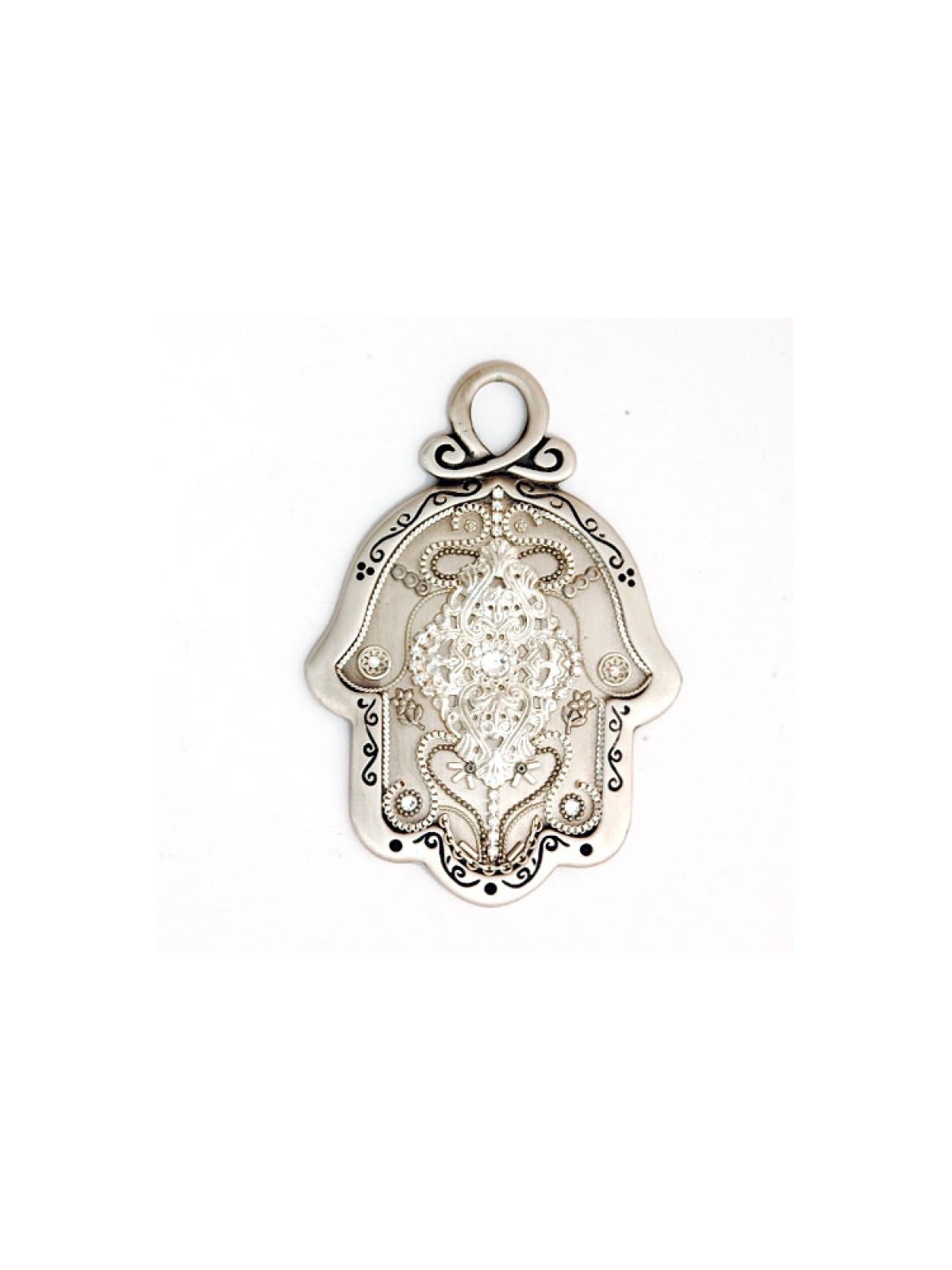 Shades of Silver Wall Hamsa by Ester Shahaf | Hamsa Hands