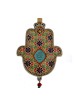 Iris Design Hamsa Wall Plaque Beaded Flowers with Ble... | Hamsa Hands