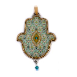 Iris Design Hamsa Wall Plaque Turquoise Floral Design... | Hamsa Hands