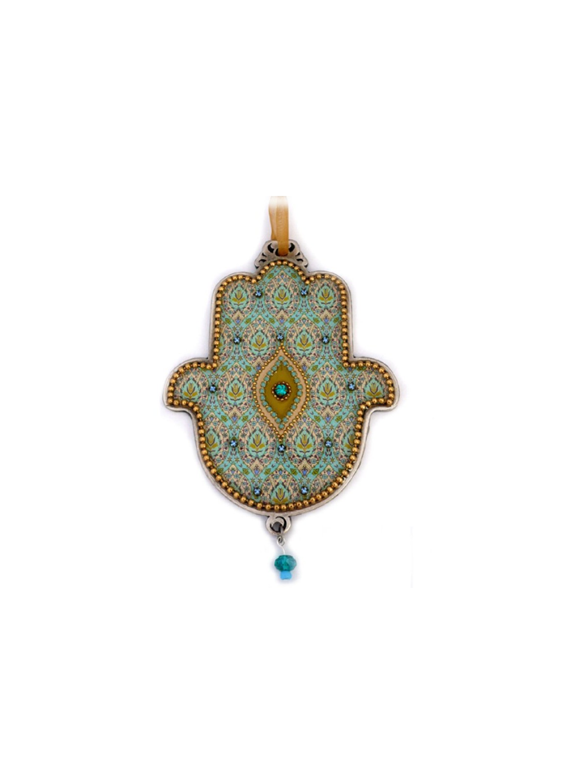 Iris Design Hamsa Wall Plaque Turquoise Floral Design... | Hamsa Hands