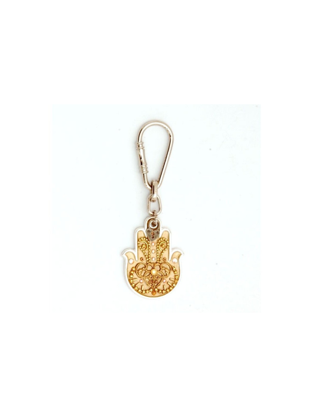 Gold Beige Hamsa Key Chain by Ester Shahaf | Judaica Keychains
