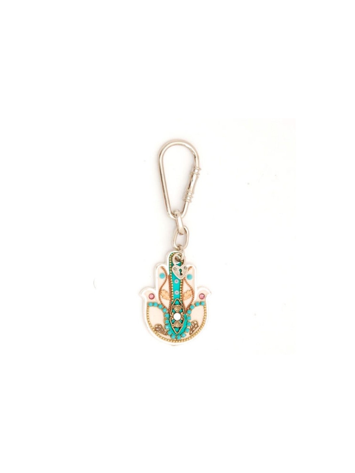 Turquoise Hamsa Keychain by Ester Shahaf | Judaica Keychains