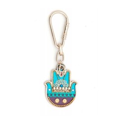 Hamsa Key Chain Shalom by Ester Shahaf | Judaica Keychains