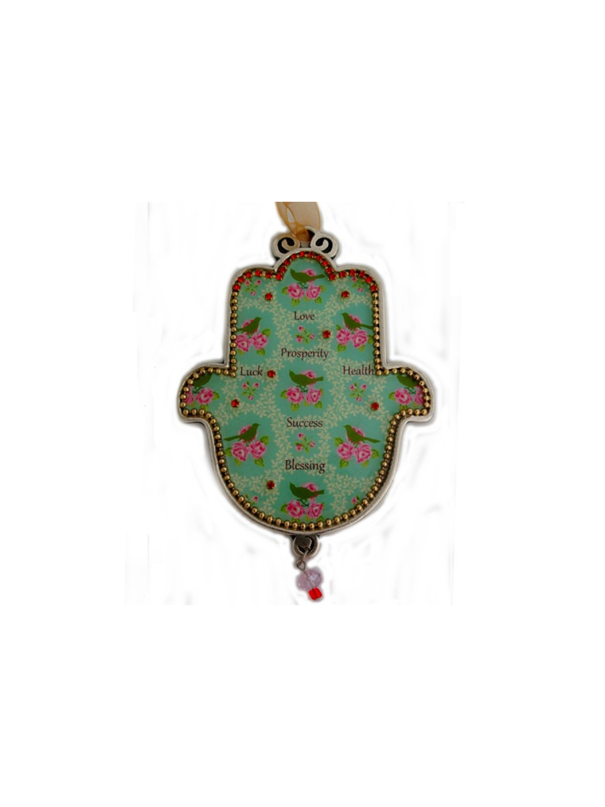 Iris Design Hamsa Wall Plaque Beaded Roses and Birds ... | Hamsa Hands