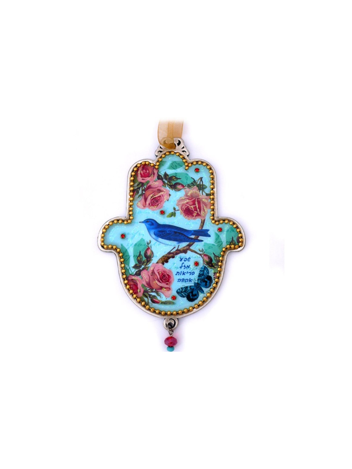 Iris Design Hamsa Wall Plaque Roses Bird Butterfly wi... | Hamsa Hands
