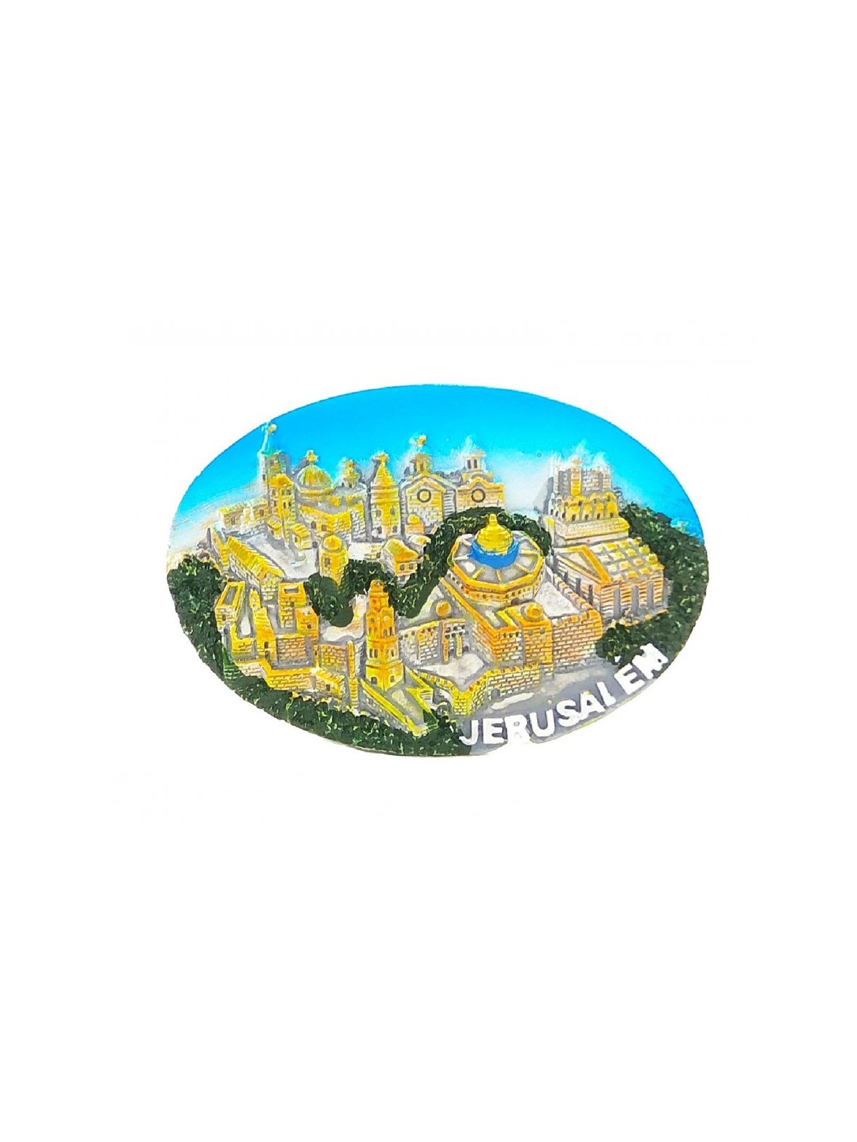 Polyresin Magnet Panoramic View of Jerusalem Oval ... | Jewish Magnets