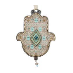 Iris Design Hamsa Wall Plaque with Blessing Words in ... | Hamsa Hands