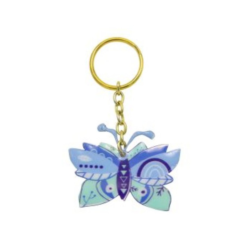 Yair Emanuel Gold Key Chain %96 Blue Butterfly | Judaica Keychains