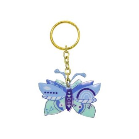 Yair Emanuel Gold Key Chain %96 Blue Butterfly | Judaica Keychains