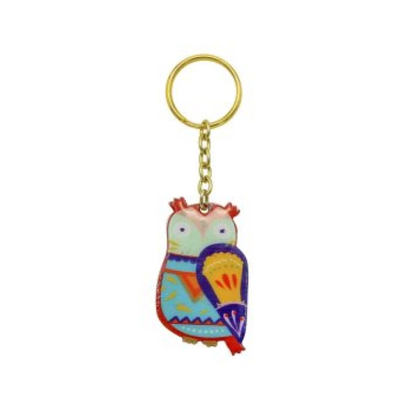 Yair Emanuel Gold Key Chain Colorful Wise Old Owl | Judaica Keychains