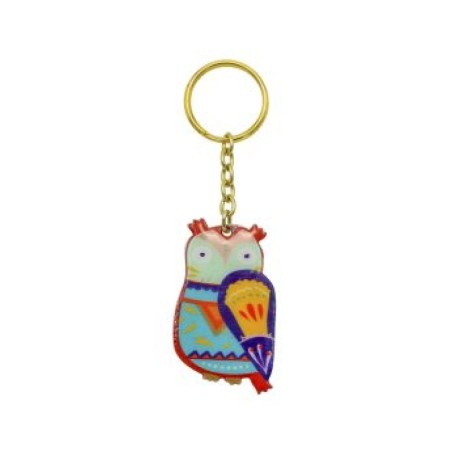 Yair Emanuel Gold Key Chain Colorful Wise Old Owl | Judaica Keychains