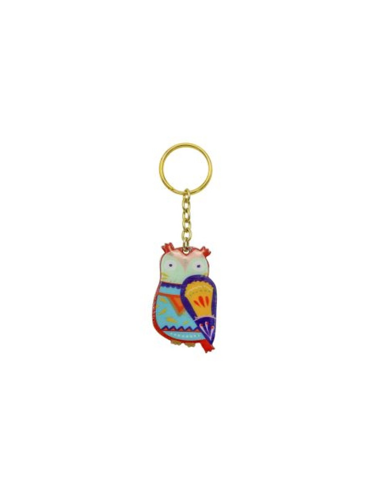 Yair Emanuel Gold Key Chain Colorful Wise Old Owl | Judaica Keychains