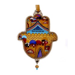 Iris Design Hand Painted Hamsa Wall Plaque Colorful J... | Hamsa Hands