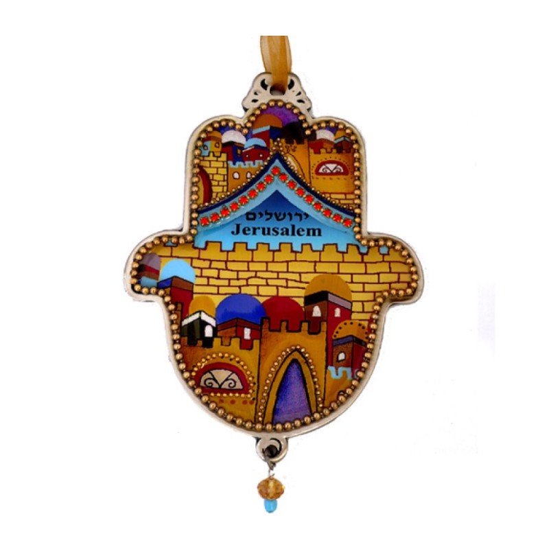 Iris Design Hand Painted Hamsa Wall Plaque Colorful J... | Hamsa Hands