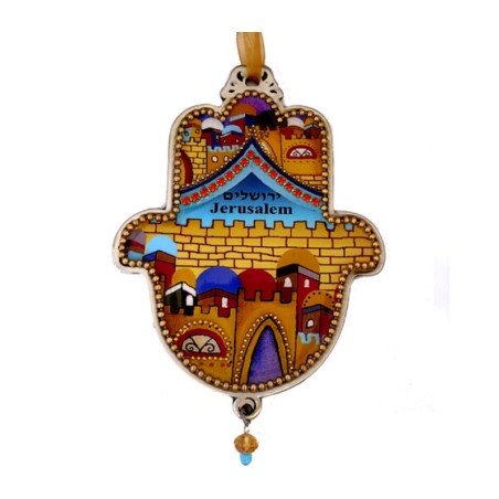 Iris Design Hand Painted Hamsa Wall Plaque Colorful J... | Hamsa Hands