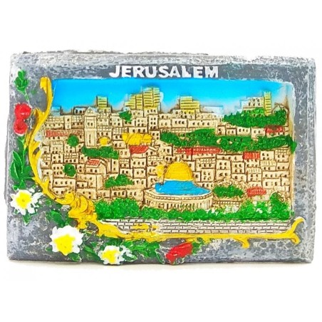 Polyresin Magnet Framed Jerusalem and Dome of Rock | Jewish Magnets