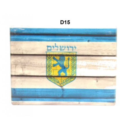 Ceramic Magnet %96 Jerusalem Emblem on Flag of Israel | Jewish Magnets