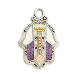 Purple and Gold Wall Hamsa by Esther Shahaf | Hamsa Hands