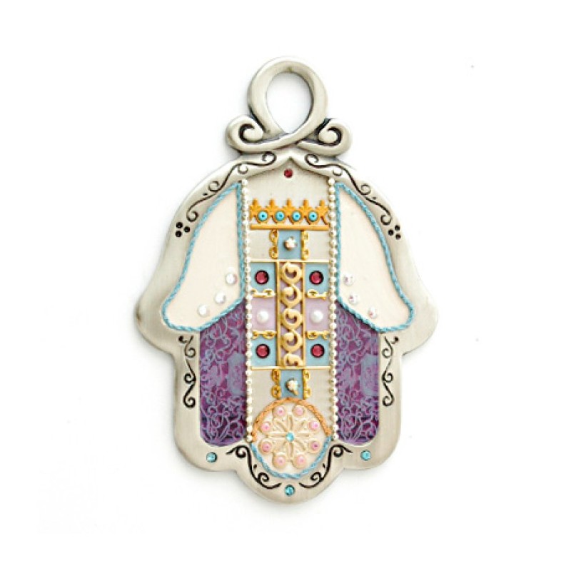 Purple and Gold Wall Hamsa by Esther Shahaf | Hamsa Hands