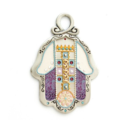 Purple and Gold Wall Hamsa by Esther Shahaf | Hamsa Hands