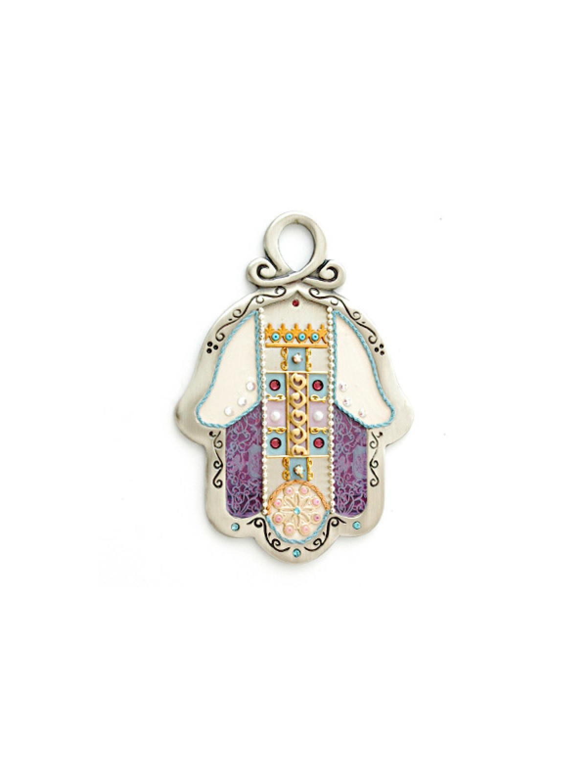 Purple and Gold Wall Hamsa by Esther Shahaf | Hamsa Hands