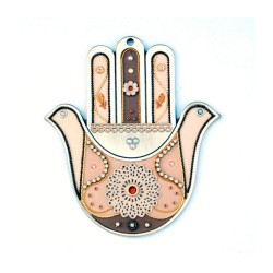 Pink Beige Flower Design Wall Hamsa | Hamsa Hands