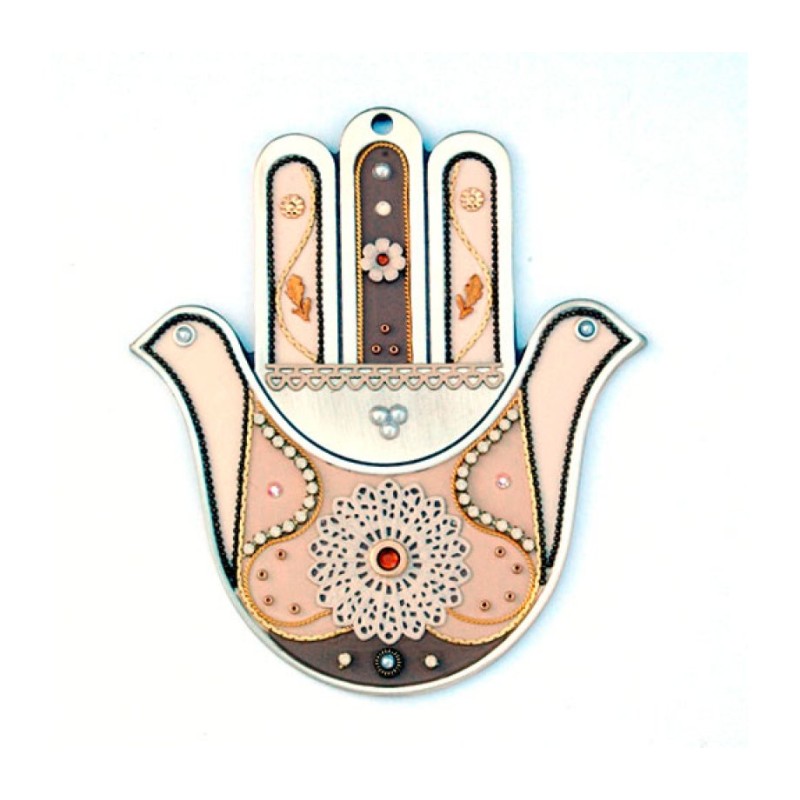 Pink Beige Flower Design Wall Hamsa | Hamsa Hands