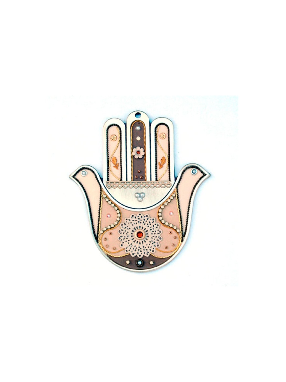 Pink Beige Flower Design Wall Hamsa | Hamsa Hands