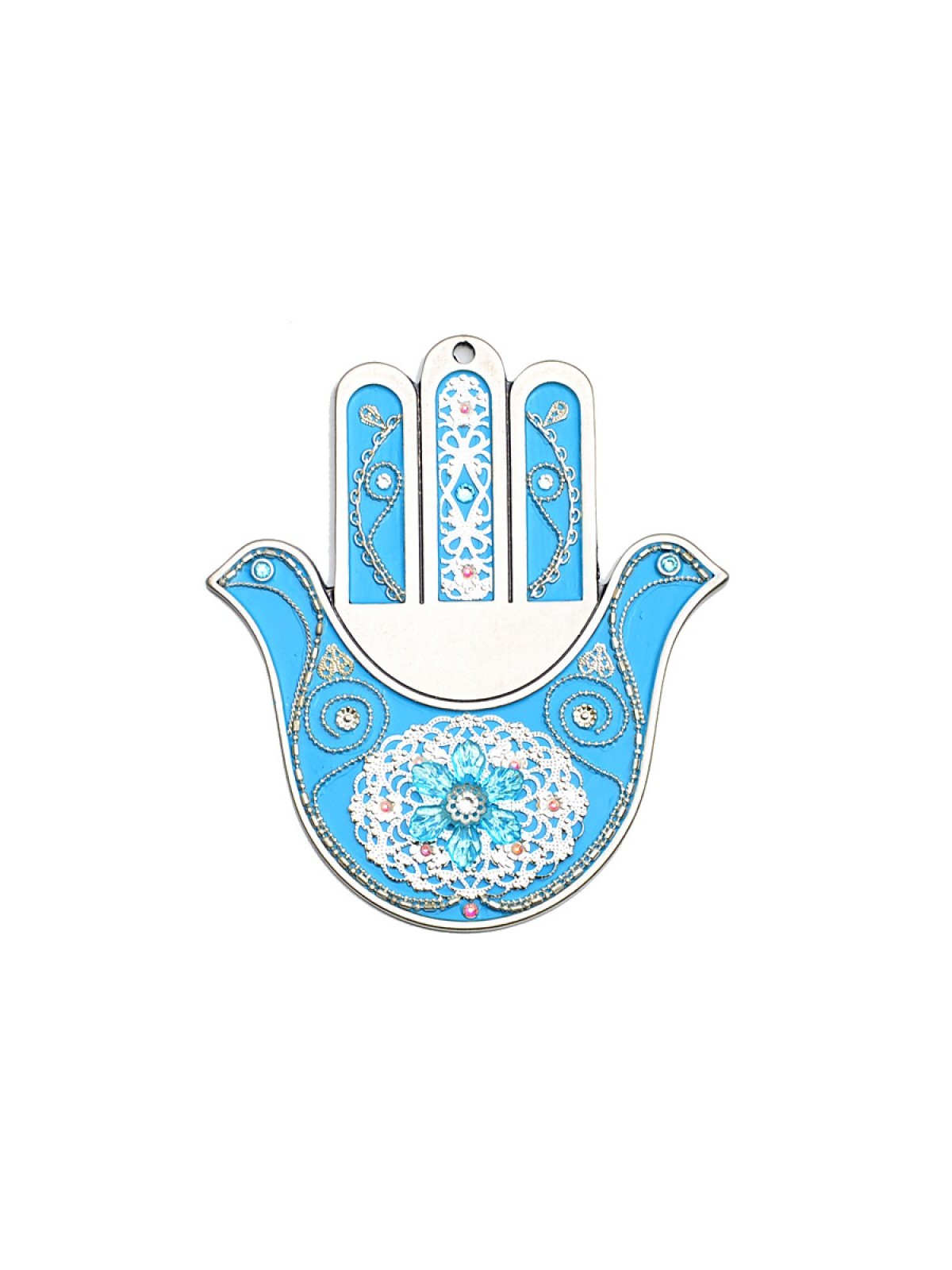 Sky Blue Dove Wall Hamsa by Ester Shahaf | Hamsa Hands