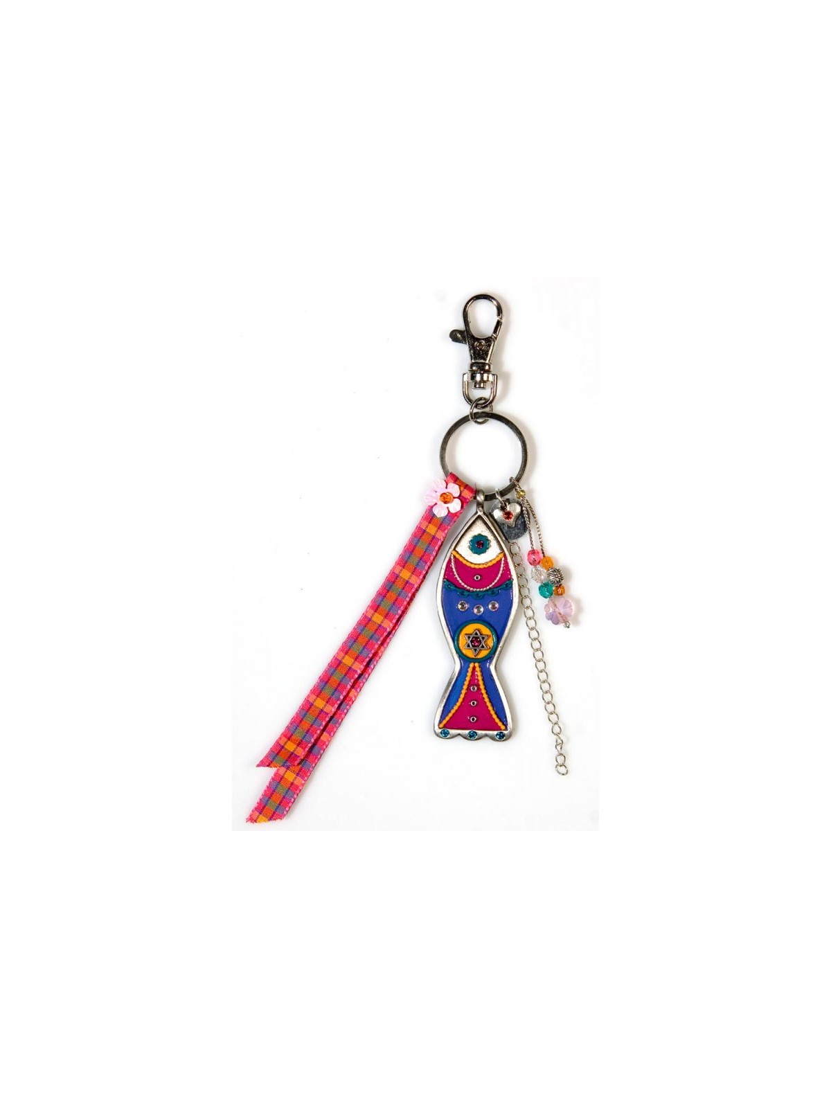 Blue Red Fish Keychain by Ester Shahaf | Judaica Keychains