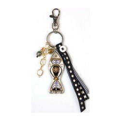 Black White Fish Keychain by Ester Shahaf | Judaica Keychains
