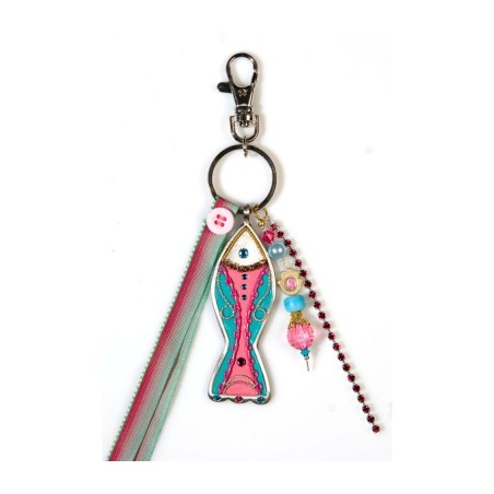 Pink Fish Keychain by Ester Shahaf | Judaica Keychains