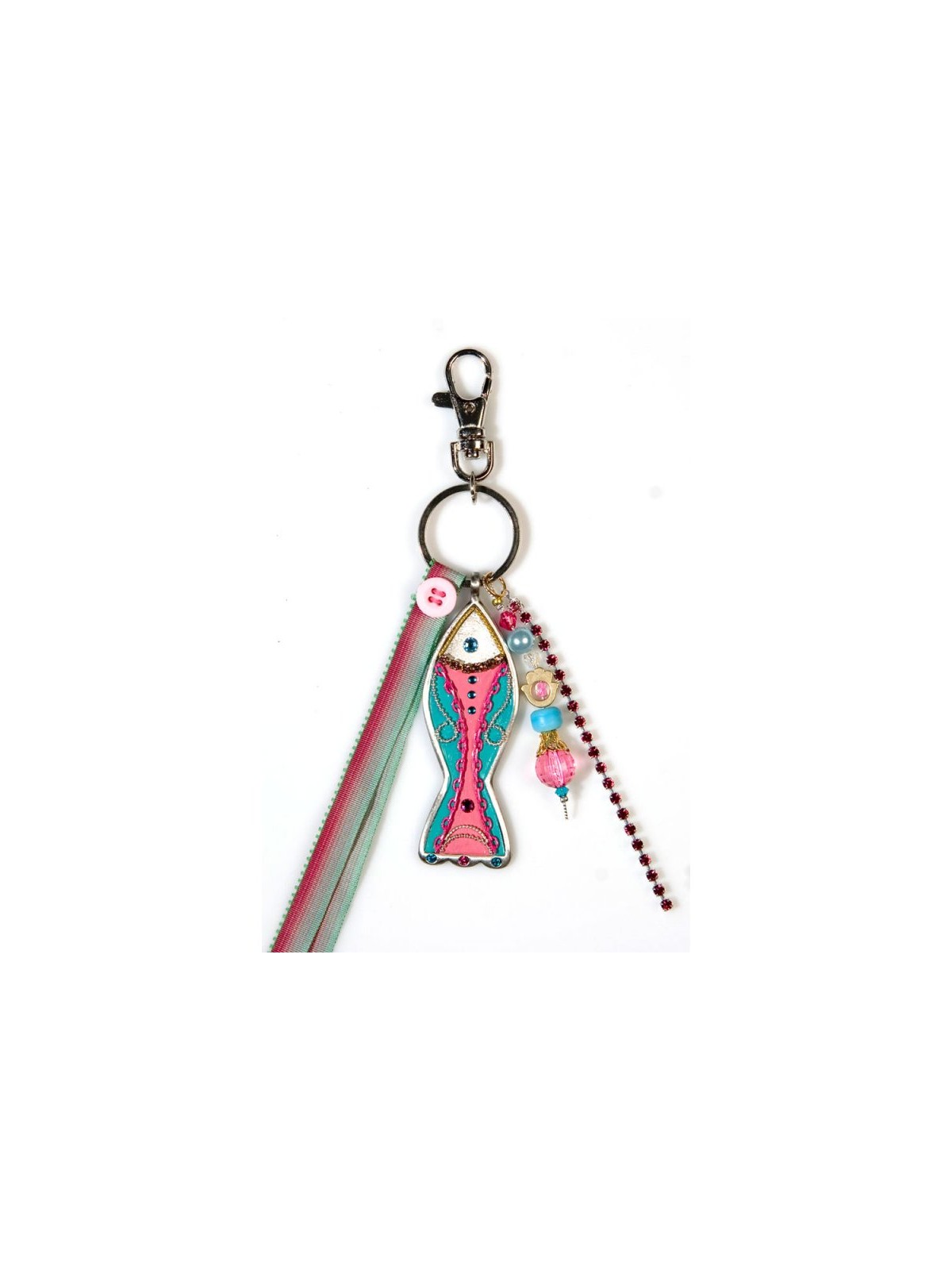 Pink Fish Keychain by Ester Shahaf | Judaica Keychains