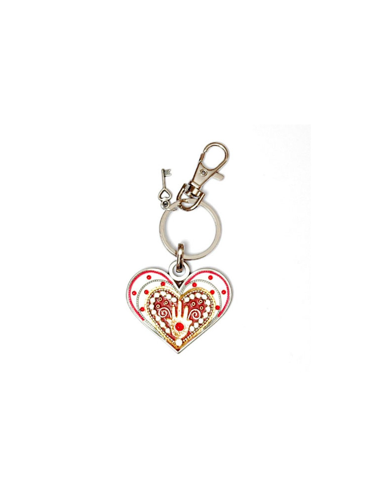 Hamsa Heart Keychain by Ester Shahaf | Judaica Keychains