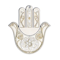 Silver Color Dove Wall Hamsa by Ester Shahaf | Hamsa Hands