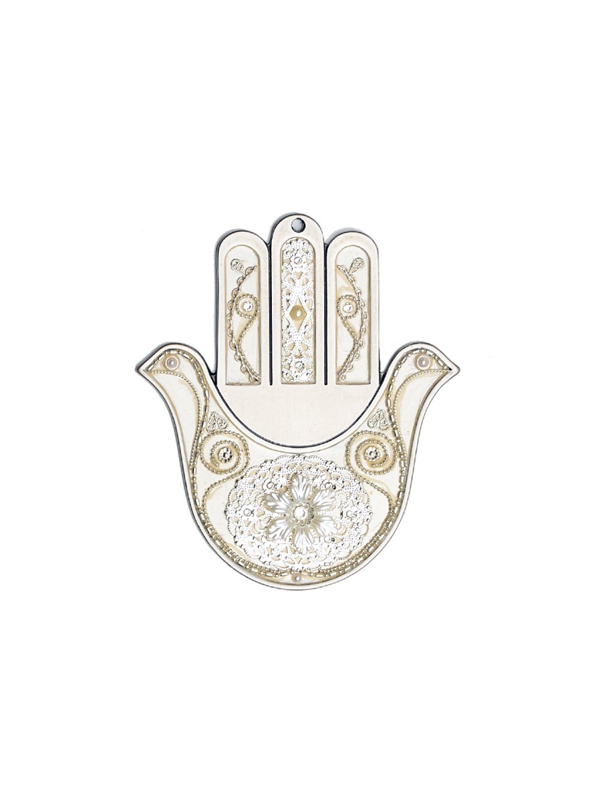 Silver Color Dove Wall Hamsa by Ester Shahaf | Hamsa Hands