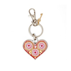 Red Flower Heart Keychain by Ester Shahaf | Judaica Keychains