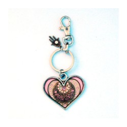 Pink Heart Keychain by Ester Shahaf | Judaica Keychains