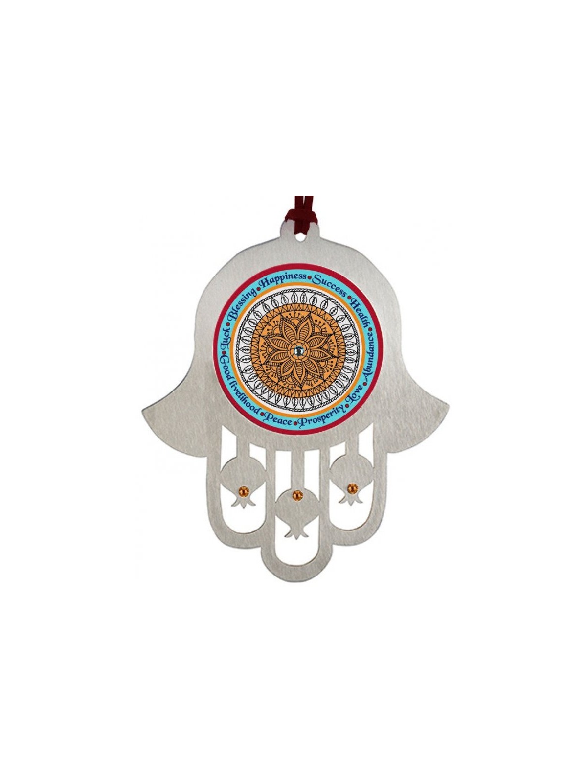 Dorit Judaica Hamsa Wall Hanging with Mandala and Wor... | Hamsa Hands